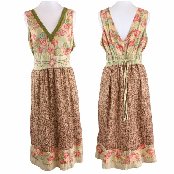 Mlle Gabrielle Dresses & Skirts - Mlle Gabrielle Boho Floral Midi Dress XL Embroidered 100% Cotton Cottagecore